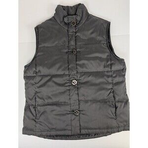 Talbots Womens Vest With Leather Trim and Silver Toggles Down Insulation Size L